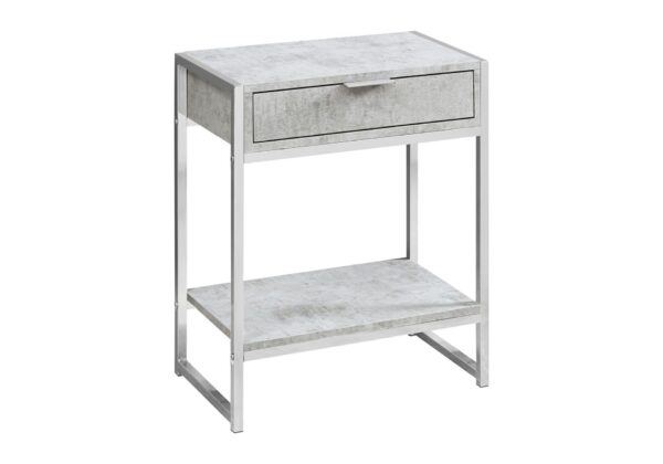 Accent Side Table, Storage Drawer, Contemporary And Modern - Gray