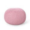 Belle - Modern Knitted Cotton Round Pouf - Pink - Image 4