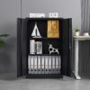Metal Storage Cabinet With Locking Doors And Adjustable Shelf, Folding Filing Storage Cabinet, Folding Storage Locker Cabinet For Home Office, School, Garage - Black - Image 6