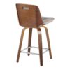 Corazza - Mid-Century Modern Fixed Height Counter Stool With Swivel With Square Footrest (Set of 2) - Walnut / Light Gray - Image 4