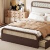 Queen Size Platform Bed With Trundle And 2 Drawers - Espresso - Image 22