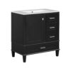 Bathroom Vanity, Modern Bathroom Cabinet With Sink Combo Set, Bathroom Storage Cabinet With A Soft Closing Door And 3 Drawers, Solid Wood Frame - Black - Image 14