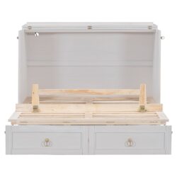 Full Size Murphy Bed With Large Drawers, Space Saving Design - White