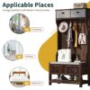 Hall Tree With 6 Hooks And Hinged Lid, Coat Hanger, Entryway Bench, Storage Bench, 3 In 1 Design, For Entrance, Hallway - Brown - Image 7