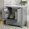 Bathroom Vanity With Single Sink, Combo Cabinet Undermount Sink, Bathroom Storage Cabinet With Two Doors And A Drawer, Soft Closing, Multifunctional Storage, Solid Wood Frame - Gray - Image 3