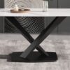 70.87" Modern Artificial Stone White Curved Black Metal Leg Dining Table, Can Accommodate 6-8 People - White / Black - Image 4