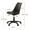 Pp With Wheels Adjustable Height Office Chair For Study, Modern Armless Swivel Plastic Chair For Living Room - Black - Image 13