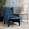 Westeros - Wing Back Fabric Upholstered Recliner - Navy Blue - Image 6