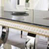 Luxury Modern Dining Table With 6 Chairs Marble Top Titanium Plated Base - Black - Image 8