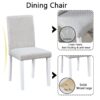 5 Piece Wooden Dining Table Set, Kitchen Table Set With 4 Upholstered Chairs, Wooden Table With Crystal Decoration And Chairs Set For Kitchen, Dining Room - White - Image 5