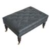 Buffalo - Leather Ottoman With Castor Legs - Brown / Teal - Image 6
