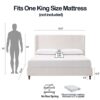 Harper - King Tall Headboard Upholstered Bed, High Headboard, Elegant Simplicity, No Box Spring Needed - Cream White - Image 17