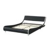 Queen Size Upholstered Platform Bed Frame, LED Lighting With Remote Controller And App, Curve Design, Wood Slat Support, No Box Spring Needed - Black / White - Image 3