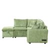 Convertible Sofa Bed Sectional Sofa Sleeper L-Shaped Sofa With A Storage Ottoman, Two Pillows, Two Power Sockets And Two USB Ports For Living Room - Green - Image 20