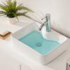 Modern Rectangular Vessel Sink Stain Resistant Porcelain Bathroom Vanity Basin European Glossy Above Counter Design - White - Image 2