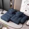 Modern Oversized Modular Sectional Sofa With Ottoman, Seat, Chaise Lounge And Armrest, Sparkling Chenille Fabric Soft Cushion Sofa With 4 Pillows, 4 Pieces Diy Combination Tufted Sofa, No Assembly Required - Blue - Image 10