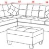 3 Piece Sofa With Left Chaise Lounge And Storage Ottoman, 2 Throw Pillows - Black - Image 10