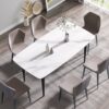 70.87" Modern Artificial Stone Curved Black Metal Leg Dining Table, Can Accommodate 6-8 People - White / Black - Image 13
