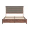 Queen Size Bed Frame With Upholstered Headboard, Queen Bed Frame With Charging Station And LED Lights, Wood Slats, No Box Spring Needed - Gray / Dark Brown - Image 10