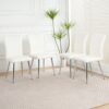 Modern Dining Chair (Set of 4), Cloth Upholstered, Electroplated Metal Legs, Versatile For Home Use - White - Image 2