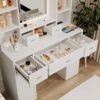 43.31" x 15.75" x 55.91" Newly Designed Smart Mirror Dressing Table With Drawers And Storage Cabinet, Dressing Table With Dressing Pad For Bedroom, Dressing Room - White - Image 4