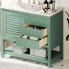 Bathroom Vanity With Undermount Sink, Free Standing Vanity Set With 2 Drawers & Soft Closing Doors, Bathroom Storage Cabinet With Feet - Green - Image 20