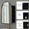 Arched Recessed Medicine Cabinet, Metal Framed Bathroom Wall Cabinet With Mirror And Adjustable Shelves, Wall Mirror With Storage For Bathroom - Matte Black - Image 6