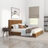 Donald - Mid-Century Modern Velvet Platform Bed King - Cognac - Image 11