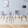 Luxury Minimalist Chairs (Set of 4) High Quality Dining Chairs With Metal Legs, Modern Design - Black / Gray - Image 4