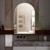 Arched Recessed Medicine Cabinet, Metal Framed Bathroom Wall Cabinet With Mirror And Adjustable Shelves, Wall Mirror With Storage For Bathroom - Matte Black - Image 2