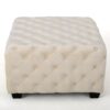 Modern Glam Ottoman With Velvet Upholstery And Button Tufted Design - Ivory - Image 5