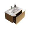 Etna - Striped Natural Oak Bathroom Vanity With White Ceramic Sink, Wall Mounted Floating Bathroom Vanity For Modern Bathroom, One-Piece White Basin Without Drain - White / Oak - Image 8