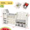 Kids Bookshelf Toy Storage Organizer With 17 Bins And 5 Bookshelves, Multi-Functional Nursery Organizer Kids Furniture Set Toy Storage Cabinet Unit With HDPE SheLF And Bins - Gray - Image 7