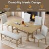 Topmax - 6 Piece Farmhouse Extendable Dining Table Set Trestle Kitchen Table Set With Removable Leaf And Upholstered Dining Chair And Bench For Dining Room - Natural - Image 3
