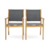 Cordoba - Dining Chair Set With Acacia Wood Frame And Textilen Upholstery (Set of 2) - Teak - Image 12