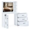 Vanity Desk With Freely Adjustable Side Cabinet, Makeup Vanity With Hollywood Lights, 5 Storage Drawers & 2-Shelves, Modern Dressing Table - White - Image 15