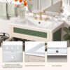 Bathroom Vanity Cabinet With Ceramic Sink Combo Set, Frame Modern Bathroom Storage Cabinet With Height Adjustable Shelf - Beige / Green - Image 6