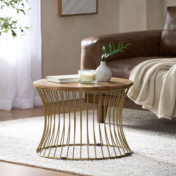 Ameliarae - Handcrafted Boho Mango Wood And Iron Coffee Table - Natural