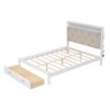 Elegant Wood Queen Size Platform Bed With Upholstered Headboard Led And Storage Drawers In Antique - Antique White - Image 4