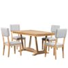 Topmax - 5 Piece Rustic Dining Table Set With 4 Upholstered Chairs, Rectangular Dining Table With Trestle Table Base - Natural - Image 9