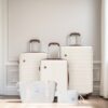 5 Piece Set (20"24"28 +A Travel Bag And A Toiletry Bag), Pp Hardshell Carry On Luggage Set With Tsa Lock Carry On Suitcase Luggage Durable Suitcase - White - Image 2