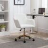 Modern Teddy Fabric Material Adjustable Height 360 Revolving Home Office Chair With Gold Metal Legs And Universal Wheel For Indoor - White - Image 27
