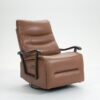 Swivel Rocker Recliner Power Glider Chair With Solid Wood Armrests, Extra Wide Reclining Sofa Chair Upholstered Faux Leather Living Room Single Sofa - Orange - Image 18