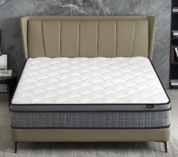 12" Queen Hybrid Mattress A Box, Pillow Top Bed Cushion With Gel Infused Memory Foam, Breathable And Hypoallergenic, Medium Firm For Lumbar Support - White / Gray