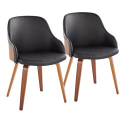 Bacci - Mid-Century Modern Dining / Chair (Set of 2) - Walnut / Black