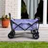 100L Collapsible Folding Beach Wagon Cart With 220Lbs Large Capacity, Wagons Carts Heavy Duty Foldable With Big Wheels For Sand, Garden, Camping - Purple - Image 7