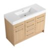 Original 48" Freestanding Bathroom Vanity With Resin Sink Soft Closing Doors And Drawers Plywood Construction - Oak - Image 9