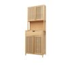 Rustic Cottage Style Double Door Bamboo Storage Cabinet With High Capacity For Main Living Spaces - Natural - Image 9