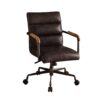 Harith - Antique Top Grain Leather Office Chair - Slate - Image 7