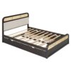 Queen Size Platform Bed With Trundle And 2 Drawers - Espresso - Image 2
